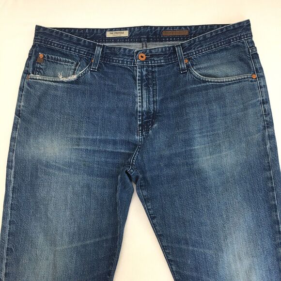 ADRIANO GOLDSCHMIED Protege Jeans Mens 38x28 Straight Distressed Denim Blue - Picture 2 of 12